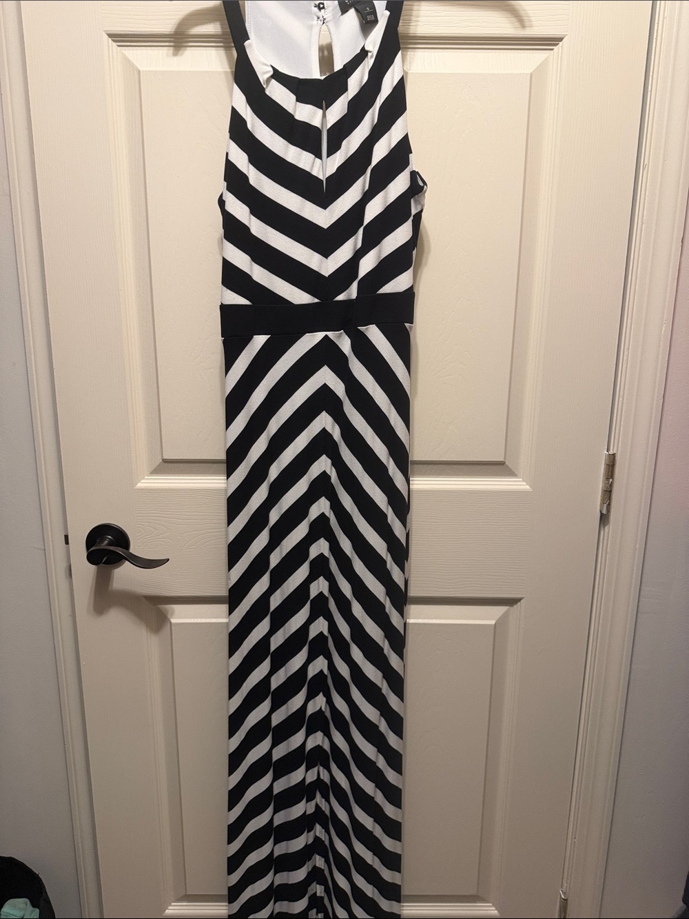 White House Black Market Black and White Striped Maxi Dress